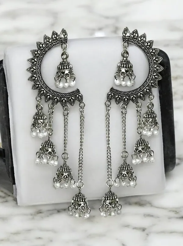 Silver_Alloy_Oxidised_Long_Tassel_Jhumki_Earrings_For_Women