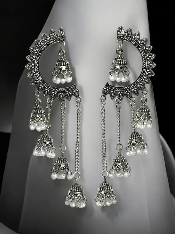 Silver_Alloy_Oxidised_Long_Tassel_Jhumki_Earrings_For_Women