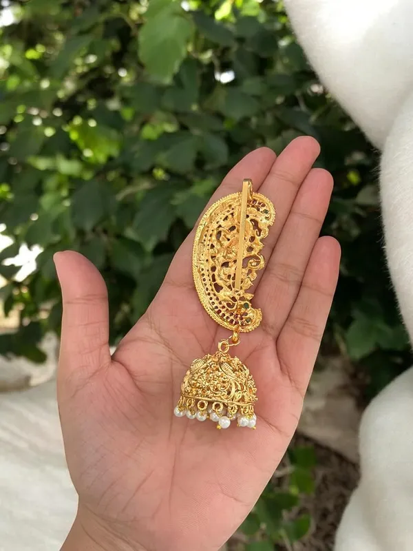 Gold_Brass_Temple_Ear_Cuff_Jhumki_Earrings_For_Women