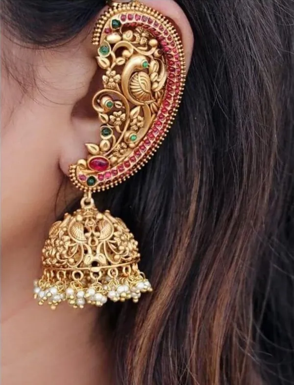 Gold_Brass_Temple_Ear_Cuff_Jhumki_Earrings_For_Women