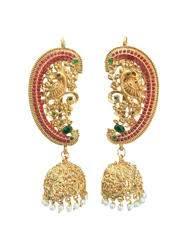 Gold_Brass_Temple_Ear_Cuff_Jhumki_Earrings_For_Women