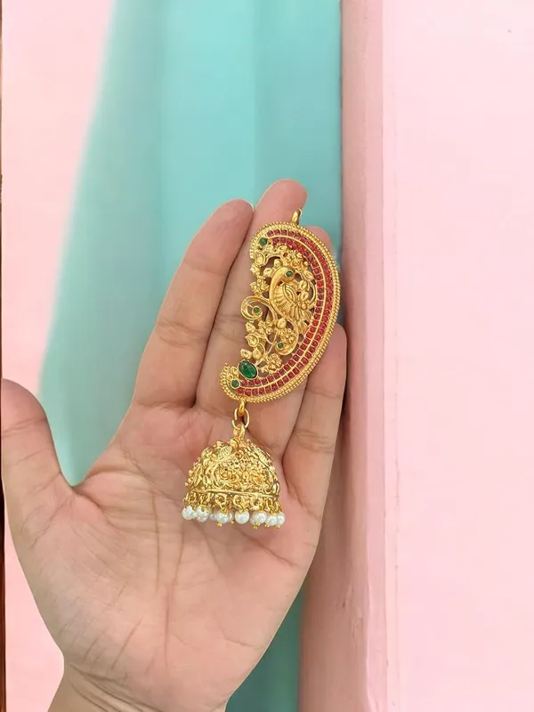Gold_Brass_Temple_Ear_Cuff_Jhumki_Earrings_For_Women