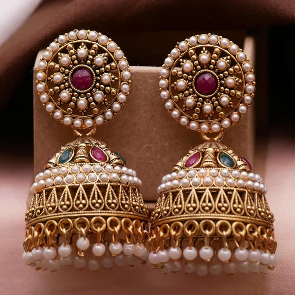 Gold_Brass_Pearl_Studded_Jhumka_Earrings_For_Women_Pack_Of_2