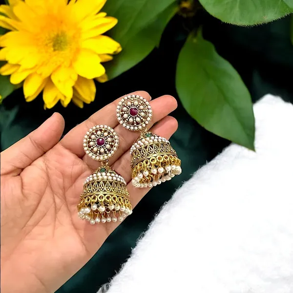 Gold_Brass_Pearl_Studded_Jhumka_Earrings_For_Women_Pack_Of_2