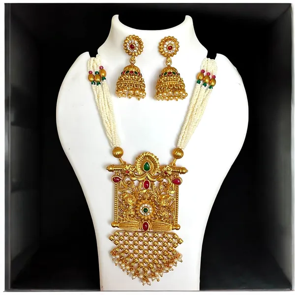 Gold_Brass_Antique_Temple_Pearl_Beaded_Necklace_Set_For_Women_Pack_Of_2