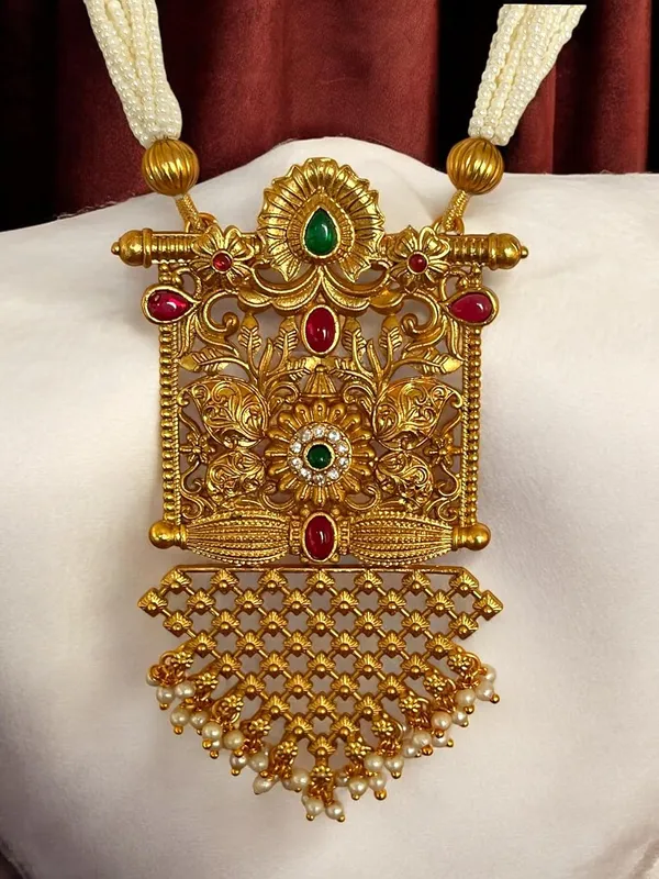 Gold_Brass_Antique_Temple_Pearl_Beaded_Necklace_Set_For_Women_Pack_Of_2