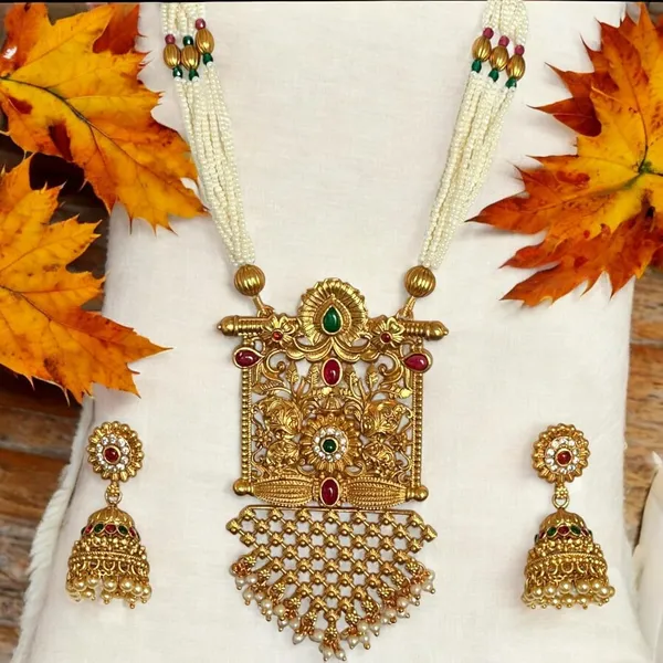 Gold_Brass_Antique_Temple_Pearl_Beaded_Necklace_Set_For_Women_Pack_Of_2