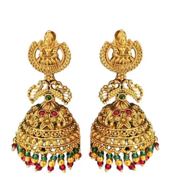 Gold_Brass_Pearl_Laxmi_Design_Jhumka_Earrings_For_Women