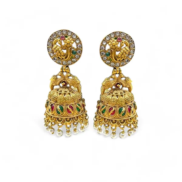 Gold_Brass_Peacock_Pearl_Beaded_Jhumka_Earrings_For_Women
