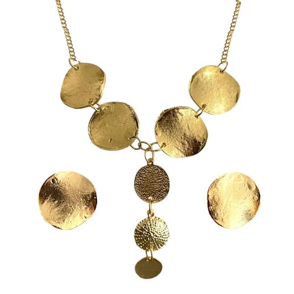 Gold_Stainless_Steel_Hammered_Disc_Necklace_Set_For_Women