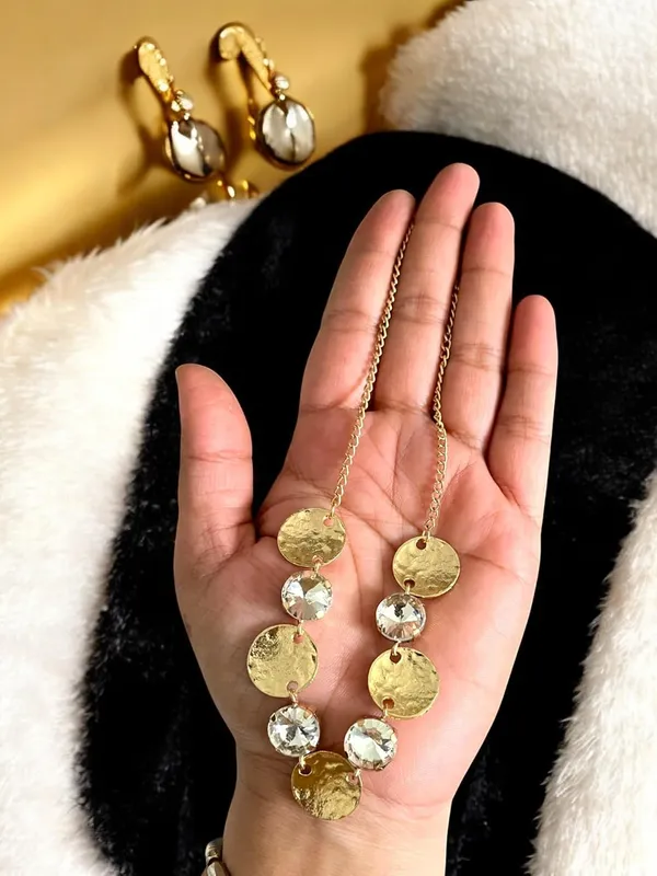 Gold_Silver_Stainless_Steel_Hammered_Disc_Necklace_Set_For_Women