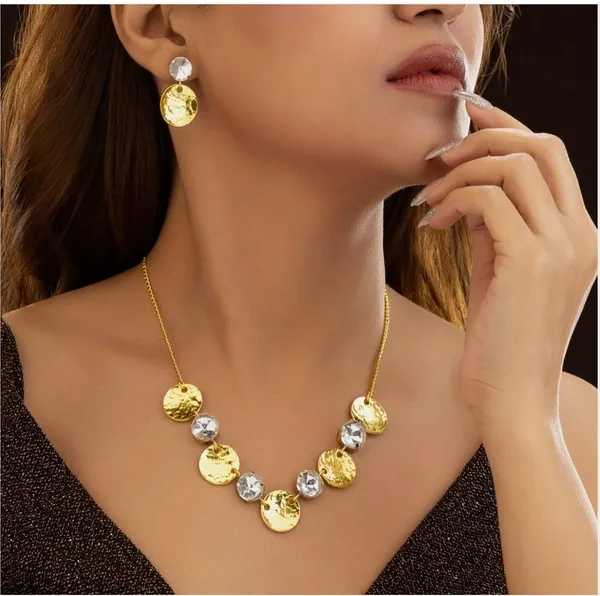 Gold_Silver_Stainless_Steel_Hammered_Disc_Necklace_Set_For_Women