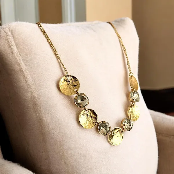 Gold_Silver_Stainless_Steel_Hammered_Disc_Necklace_Set_For_Women
