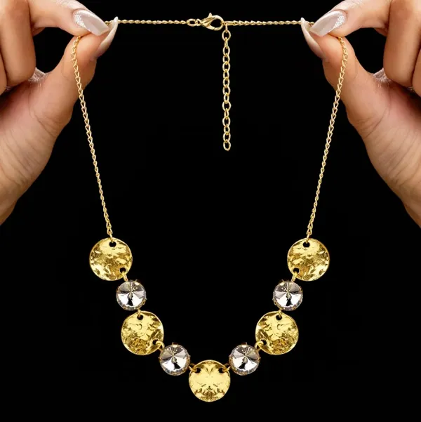 Gold_Silver_Stainless_Steel_Hammered_Disc_Necklace_Set_For_Women