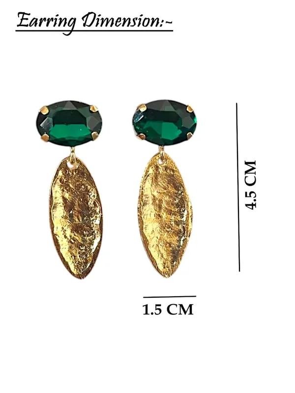 Gold_Green_Stone_Stainless_Steel_Necklace__And__Earrings_Set_For_Women