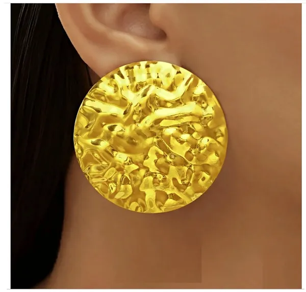Gold_Stainless_Steel_Textured_Hammered_Disc_Necklace_Set_For_Women