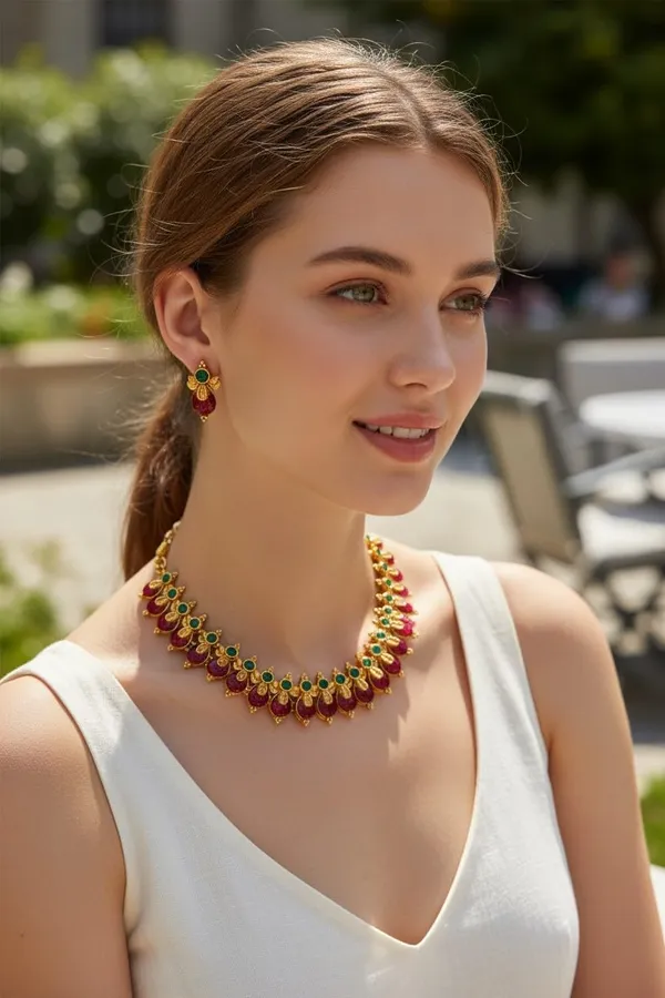 Gold_Brass_Stone_Temple_Choker_Necklace_Set_For_Women
