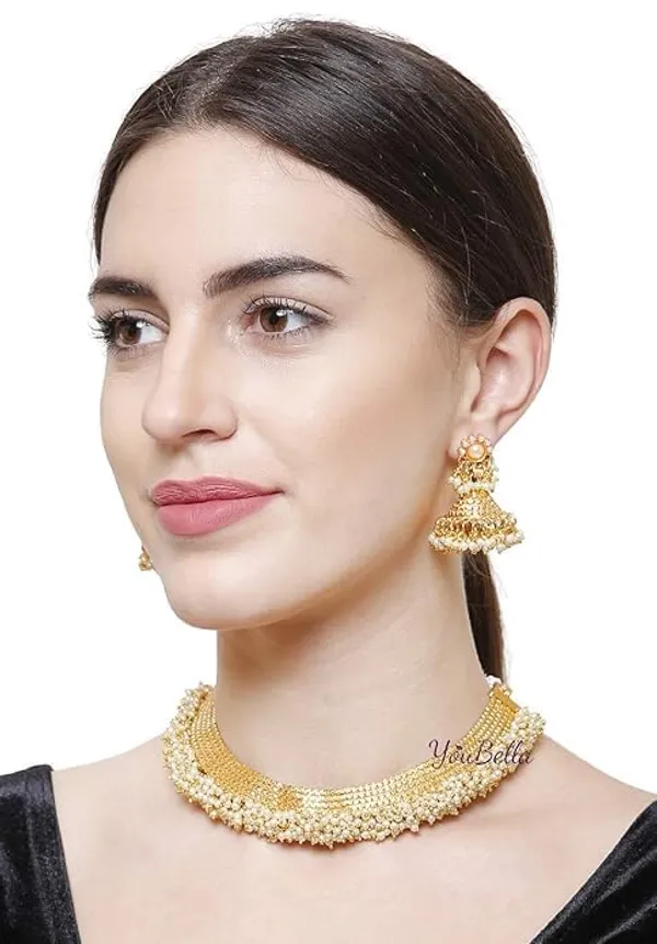 Gold_Brass_Traditional_Pearl_Choker_Necklace_Set_For_Women