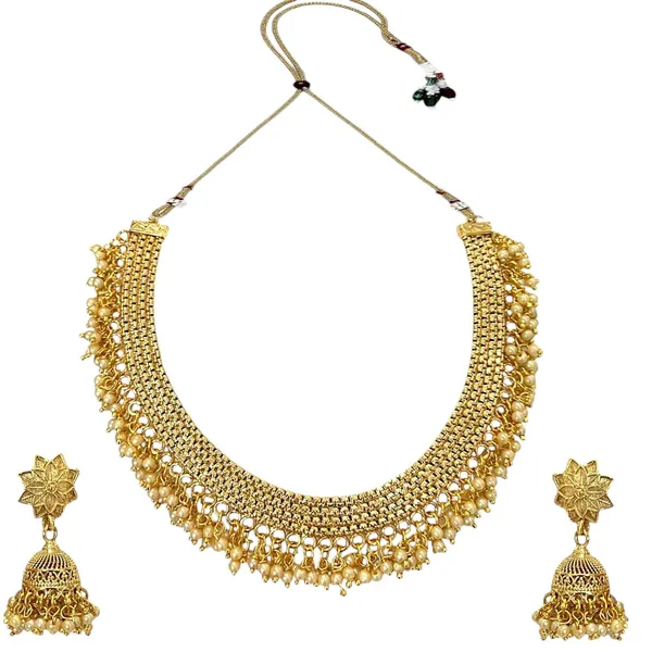 Gold_Brass_Traditional_Pearl_Choker_Necklace_Set_For_Women