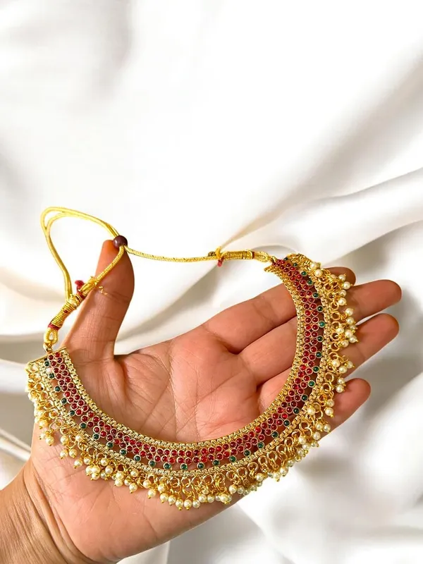 Gold_Brass_Traditional_Pearl_Choker_Necklace_Set_For_Women