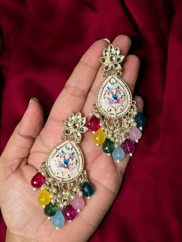 Multicolor_Alloy_Enamel_Pearl_Drop_Chandbali_Dangler_Earrings_For_Women