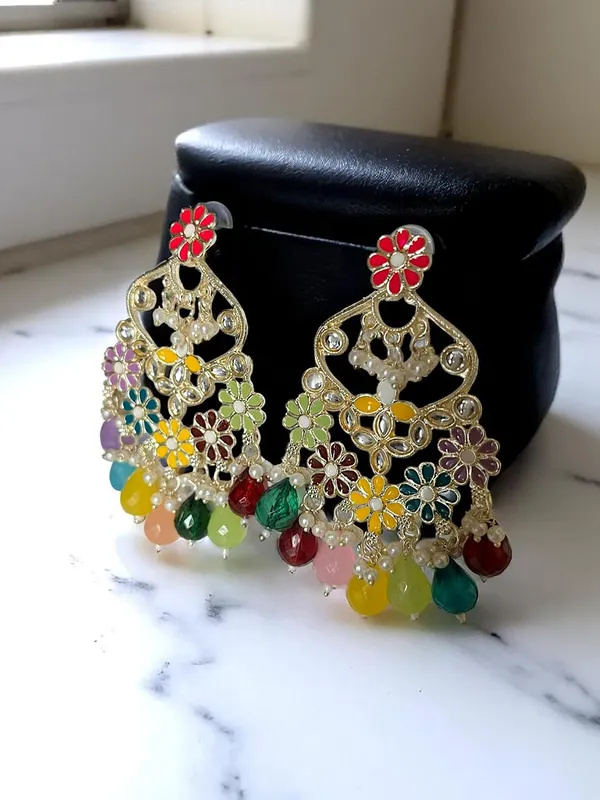Multicolor_Alloy_Enamel_Pearl_Drop_Chandbali_Dangler_Earrings_For_Women