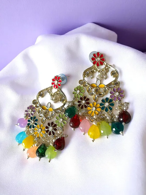Multicolor_Alloy_Enamel_Pearl_Drop_Chandbali_Dangler_Earrings_For_Women