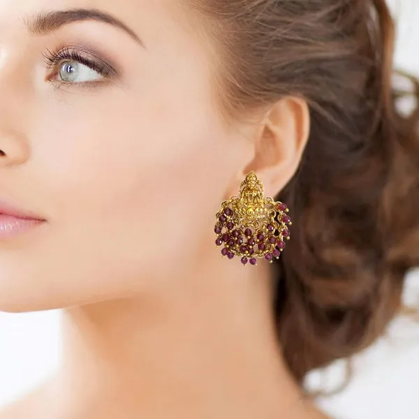Gold_Brass_Temple_Laxmi_Ji_Jhumka_Stud_Earrings_For_Women
