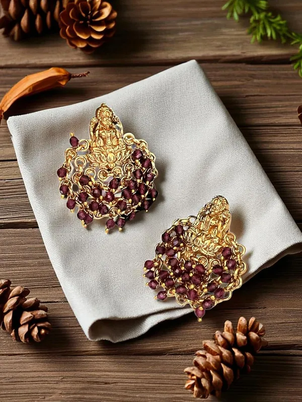 Gold_Brass_Temple_Laxmi_Ji_Jhumka_Stud_Earrings_For_Women