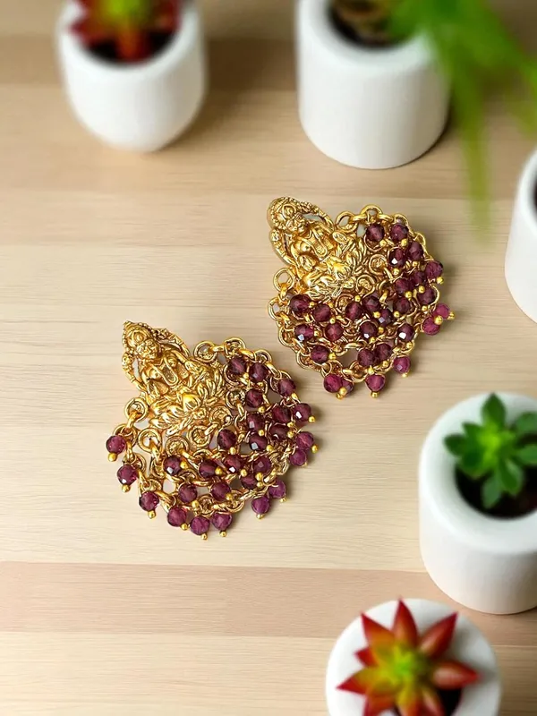 Gold_Brass_Temple_Laxmi_Ji_Jhumka_Stud_Earrings_For_Women