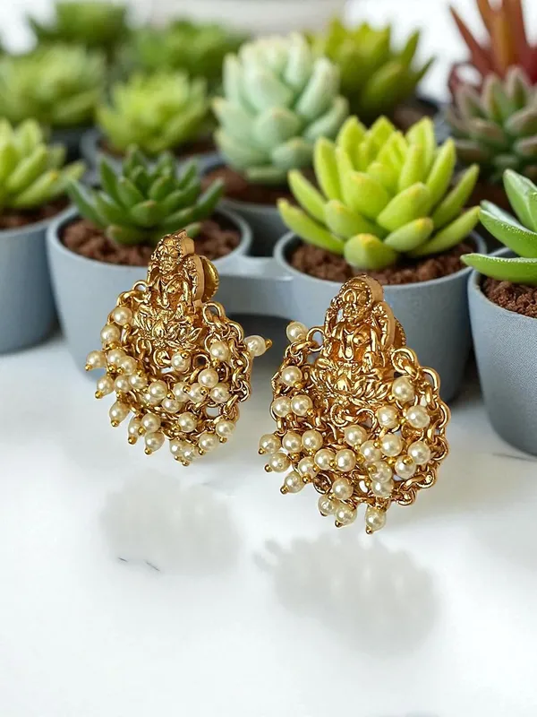 Gold_Brass_Laxmi_Ji_Temple_Bead_Jhumka_Earrings_For_Women
