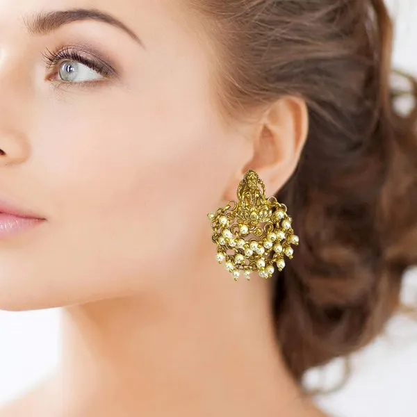 Gold_Brass_Laxmi_Ji_Temple_Bead_Jhumka_Earrings_For_Women