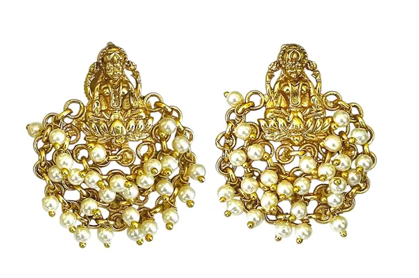 Gold_Brass_Laxmi_Ji_Temple_Bead_Jhumka_Earrings_For_Women