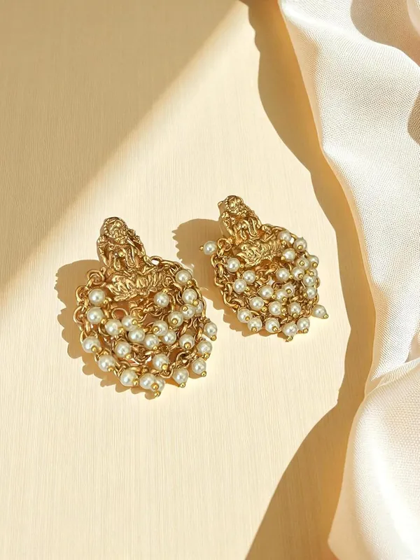 Gold_Brass_Laxmi_Ji_Temple_Bead_Jhumka_Earrings_For_Women