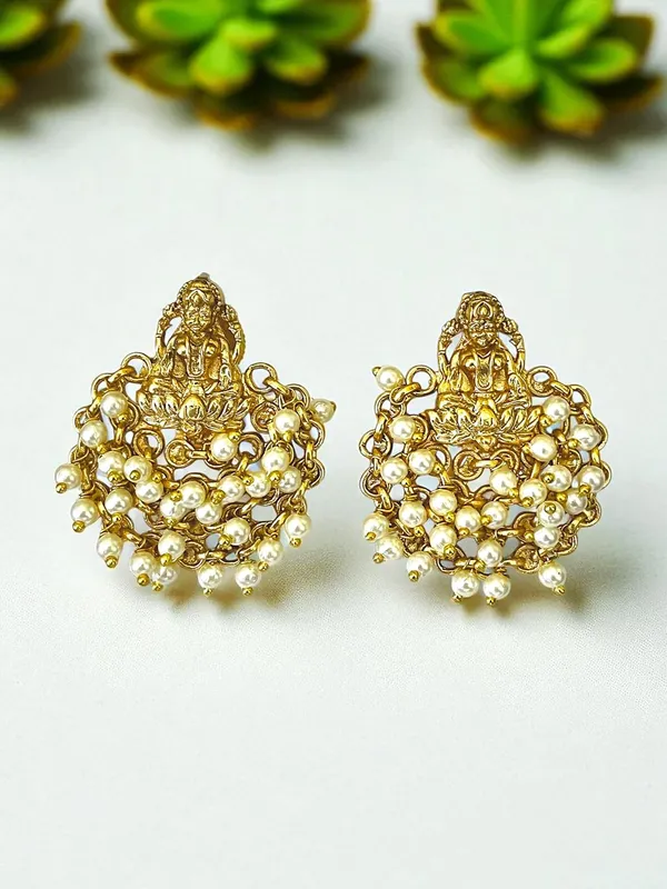Gold_Brass_Laxmi_Ji_Temple_Bead_Jhumka_Earrings_For_Women
