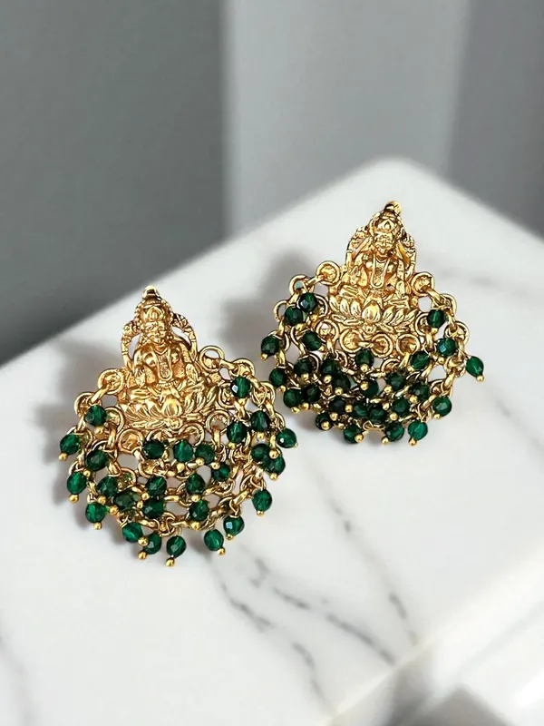 Gold_Brass_Temple_Laxmi_Jhumka_Stud_Earrings_For_Women
