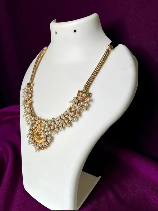 Gold_Brass_Peacock_Pearl_Temple_Necklace_Set_For_Women