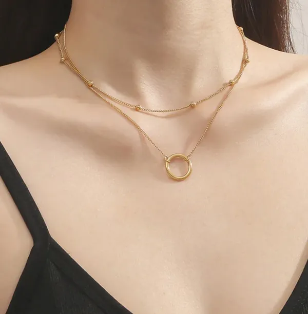 Gold_Stainless_Steel_AntiTarnish_Double_Layer_Necklace_For_Women