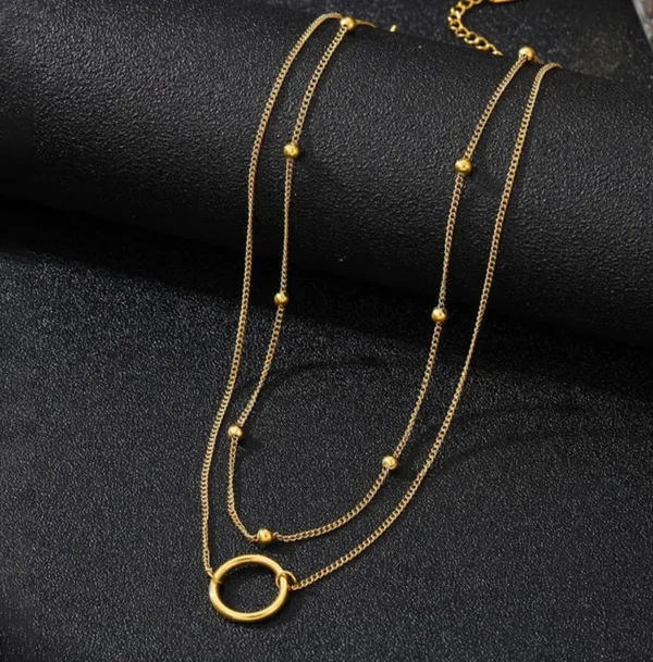 Gold_Stainless_Steel_AntiTarnish_Double_Layer_Necklace_For_Women