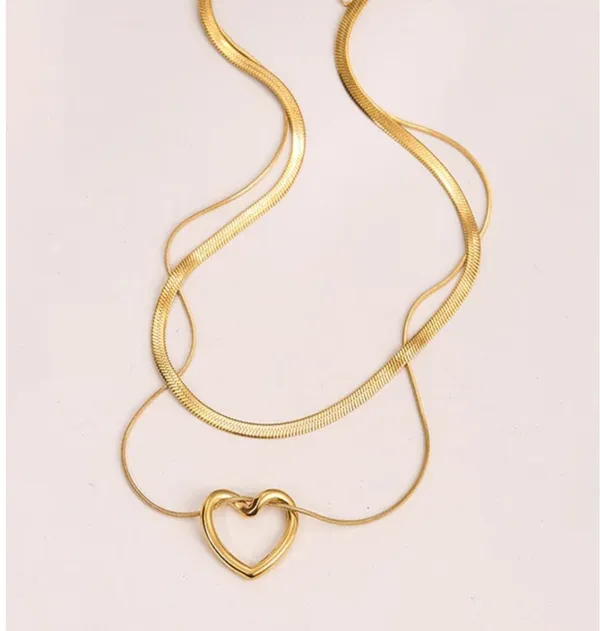 Gold_Stainless_Steel_AntiTarnish_Double_Layer_Necklace_For_Women