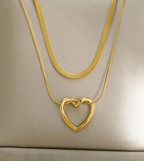 Gold_Stainless_Steel_AntiTarnish_Double_Layer_Necklace_For_Women