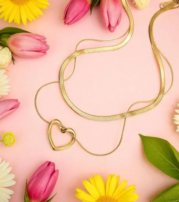 Gold_Stainless_Steel_AntiTarnish_Double_Layer_Necklace_For_Women