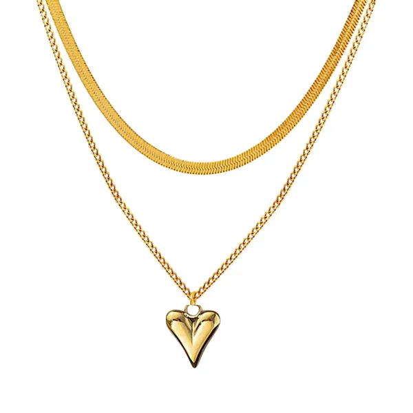 Gold_Stainless_Steel_Double_Layer_Pendant_Necklace_For_Women