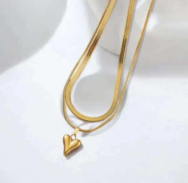 Gold_Stainless_Steel_Double_Layer_Pendant_Necklace_For_Women