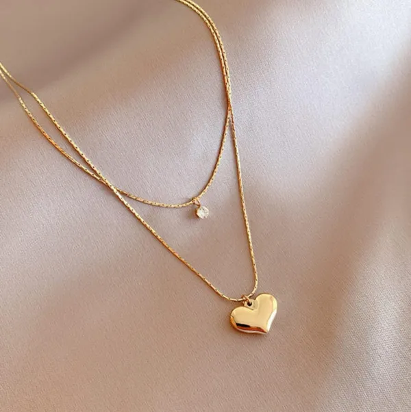Gold_Stainless_Steel_Double_Layer_Pendant_Necklace_For_Women