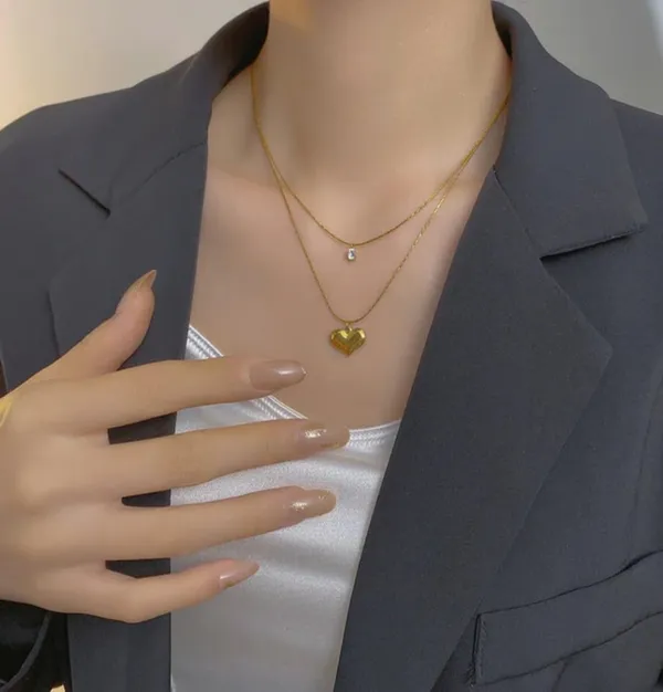 Gold_Stainless_Steel_Double_Layer_Pendant_Necklace_For_Women