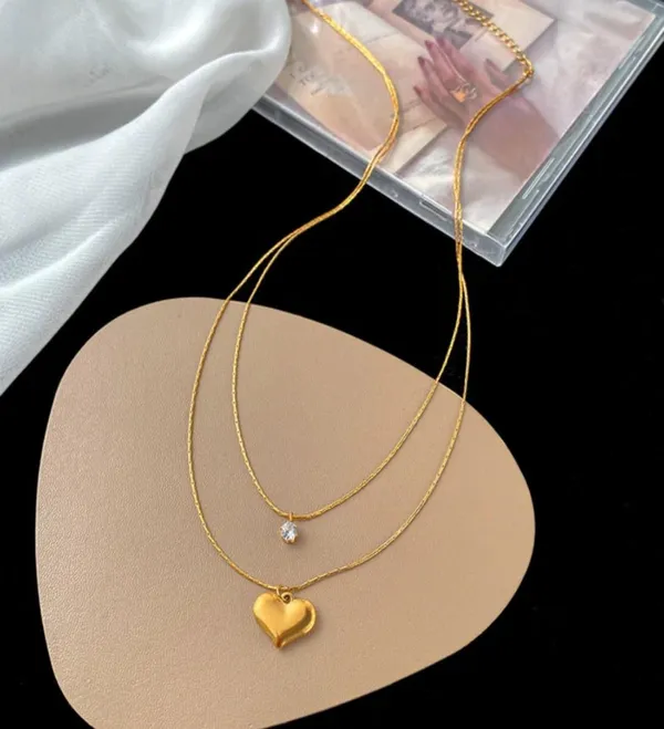 Gold_Stainless_Steel_Double_Layer_Pendant_Necklace_For_Women