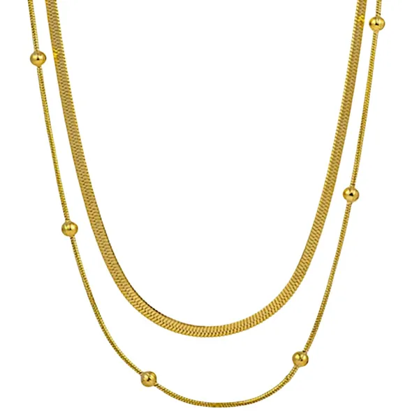 Gold_Stainless_Steel_Double_Layer_Pendant_Necklace_For_Women