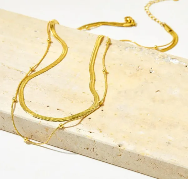 Gold_Stainless_Steel_Double_Layer_Pendant_Necklace_For_Women