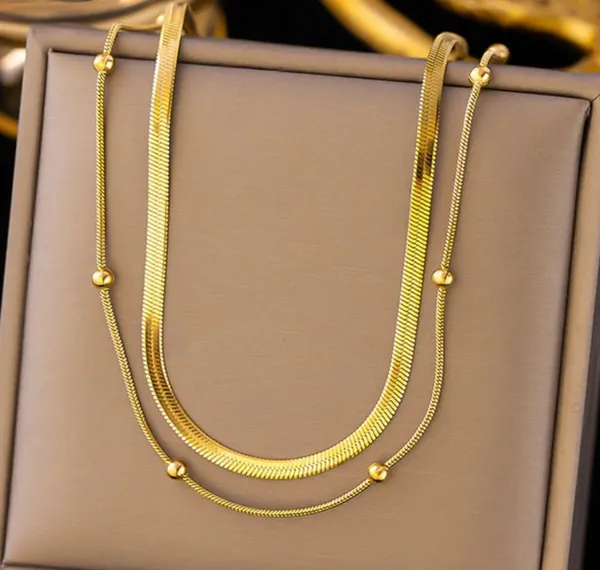 Gold_Stainless_Steel_Double_Layer_Pendant_Necklace_For_Women
